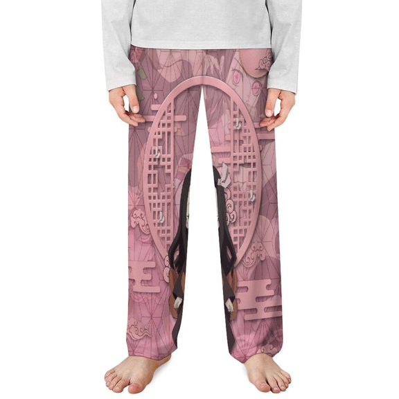 Demon Slayer Nezuko Pajama Pants Long Sleep Pants Soft Elastic Waist PJ Bottoms Lounge Pants