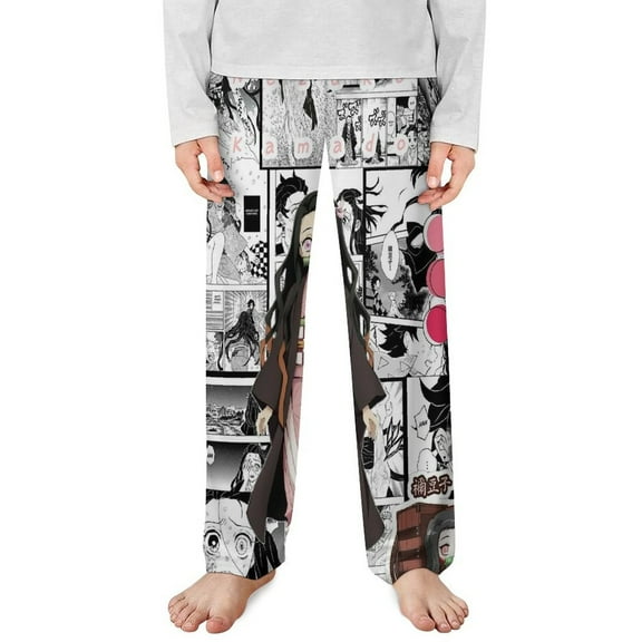 Demon Slayer Nezuko Pajama Pants Long Sleep Pants Soft Elastic Waist PJ Bottoms Lounge Pants