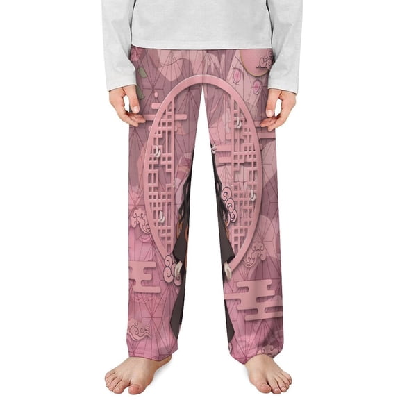 Demon Slayer Nezuko Pajama Pants Long Sleep Pants Soft Elastic Waist PJ Bottoms Lounge Pants