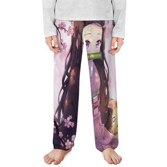 Demon Slayer Nezuko Pajama Pants Long Sleep Pants Soft Elastic Waist PJ Bottoms Lounge Pants