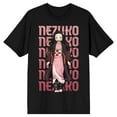 thumbnail image 1 of Demon Slayer Nezuko Repeat Text Crew Neck Short Sleeve Men's Black T-shirt-Medium, 1 of 3