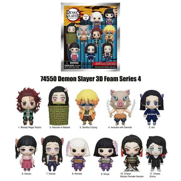 Demon Slayer Officially Licensed Blind Bag Series 4 3D Foam Keychain, 1PC Random Character, Tanjiro Kamado, Nezuko Kamado, Zenitsu Agatsuma, Inosuke Hashibira, Collectible Anime Keyring