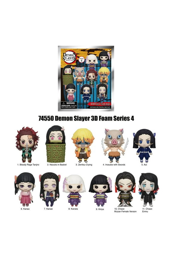 Demon Slayer Officially Licensed Blind Bag Series 4 3D Foam Keychain, 1PC Random Character, Tanjiro Kamado, Nezuko Kamado, Zenitsu Agatsuma, Inosuke Hashibira, Collectible Anime Keyring