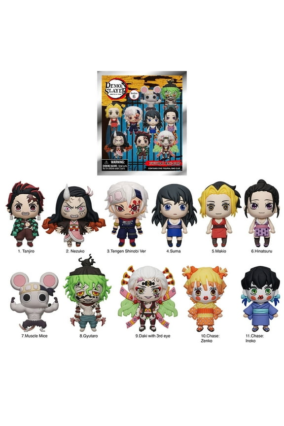 Demon Slayer Officially Licensed Keychain Blind Bag Series 6 Mystery 3D Figure, 1PC Random Character, Tanjiro Kamado, Nezuko Kamado, Muzan Kibutsuji, Akaza, Collectible Anime Keyring