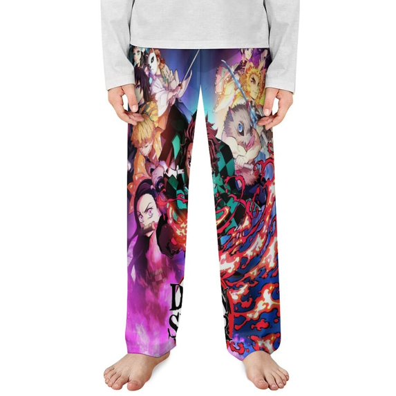 Demon Slayer Pajama Pants Long Sleep Pants Soft Elastic Waist PJ Bottoms Lounge Pants