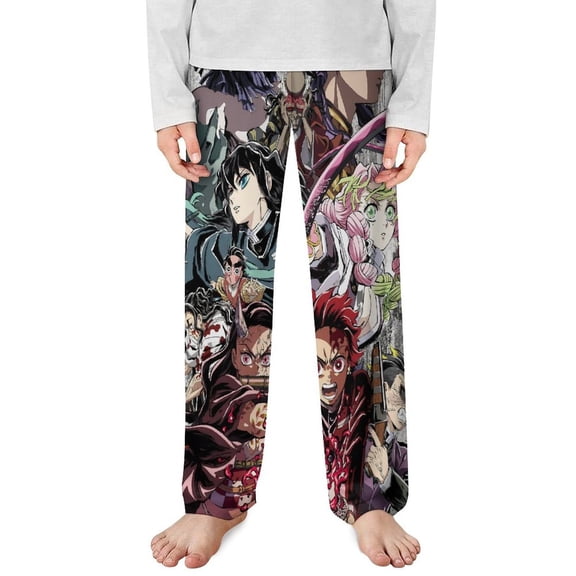 Demon Slayer Pajama Pants Long Sleep Pants Soft Elastic Waist PJ Bottoms Lounge Pants