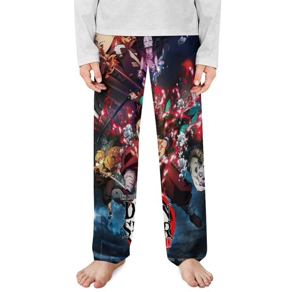 Demon Slayer Pajama Pants Long Sleep Pants Soft Elastic Waist PJ Bottoms Lounge Pants