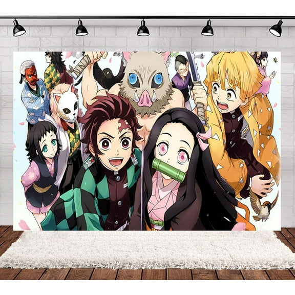 Demon Slayer Party Decoration Background, 6040 inch Demon Slayer Background Cloth, Suitable for Children's Birthday Photography Background