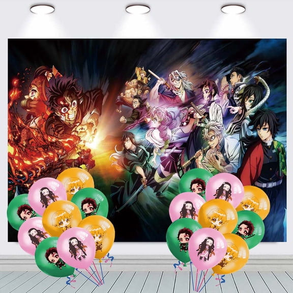 Demon Slayer Party Decorations Backdrop Banner Balloons Taspestry Wall Decor Background Poster Decor Supplies