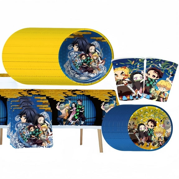 Demon Slayer Party Supplies Demon Slayer Birthday Party Favors Includes Cups Tableware Plates Napkins for Demon Slayer Birthday Shower Decor