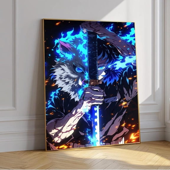 Demon Slayer Poster, Tanjiro Zenitsu Inosuke Anime Wall Art, Kimetsu No Yaiba Poster Print, Manga Room Decor Unframed Size 24''x36'' GooGate