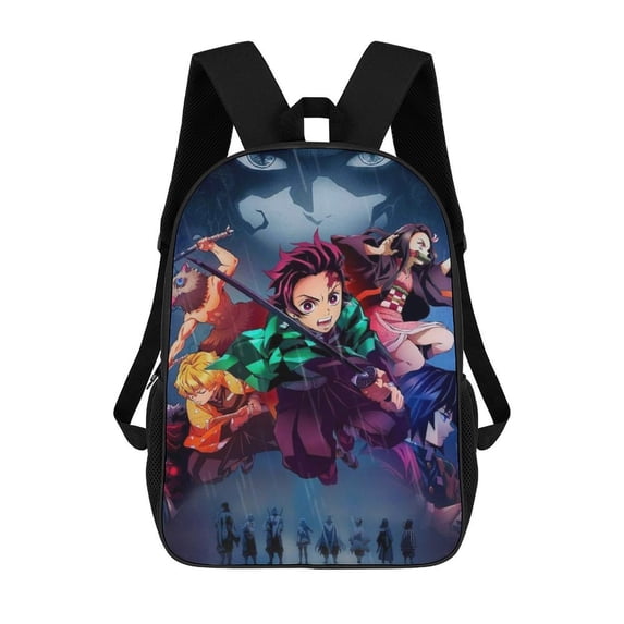 Demon Slayer Printed Backpack 17 Inch Shoulder Backpack Lightweight High-capacity Casual Daypack Bookbag
