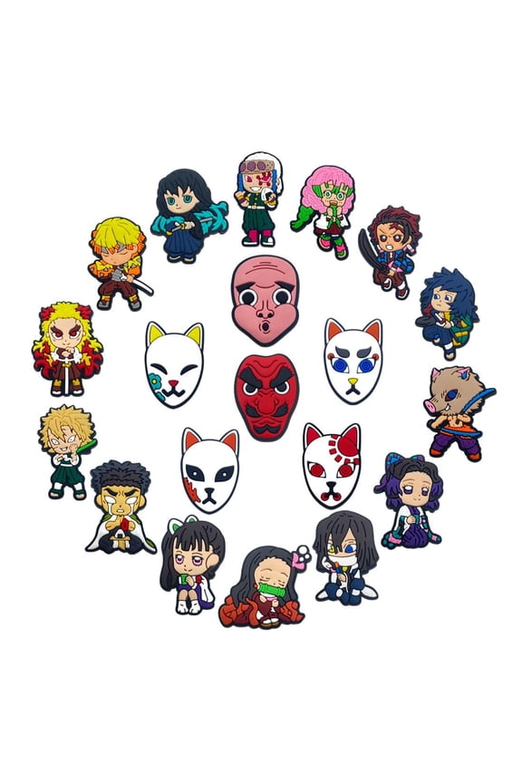 Demon Slayer Resin Shoe Decoration Charms for Clogs Sandals, Bling Shoe Accessories Charms 20pcs