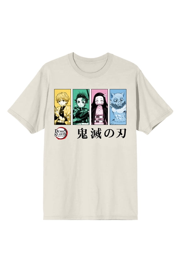Demon Slayer SSN 1 Monochromatic Group Framed on Tofu Adult Crew Neck Short Sleeve T-shirt - Medium
