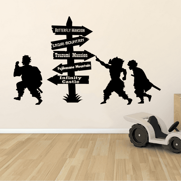 Demon Slayer Sagiri Pathway Signage Cartoons Cartoon Wall Sticker Art Decal for Girls Boys Room Bedroom Nursery Kindergarten House Fun Home Decors Stickers Wall Art Vinyl Decoration Size (8x10 inch)