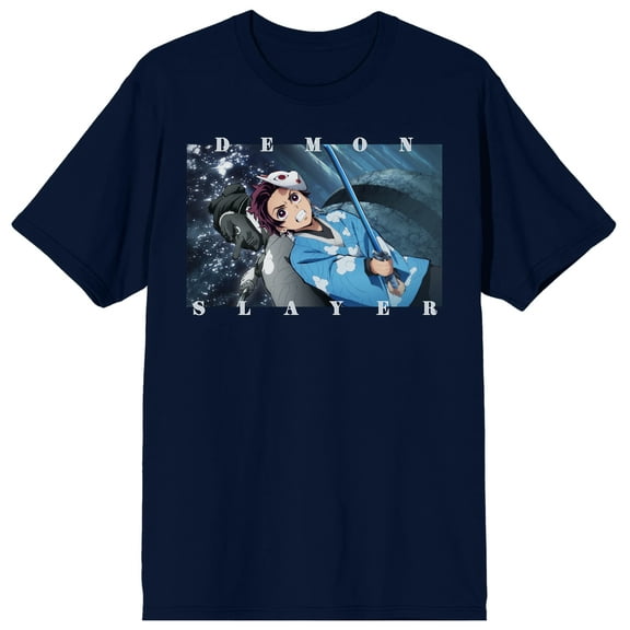Demon Slayer Screenshot With Title Men's Navy T-Shirt-3XL