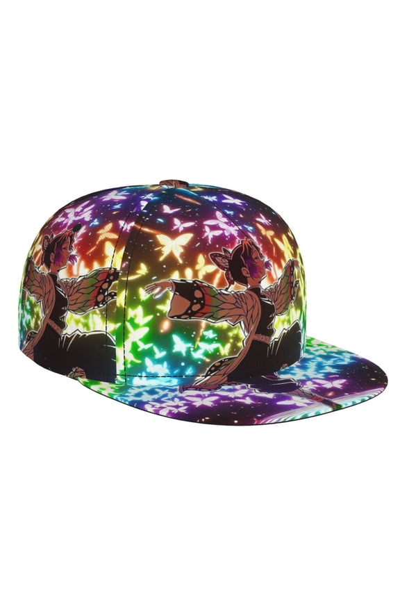 Demon Slayer Shinobu Kocho Baseball Cap For Men, Women & Kids, Classic Flat Brim Hat Hip Hop Trucker Hat Adjustable Snapback Hat