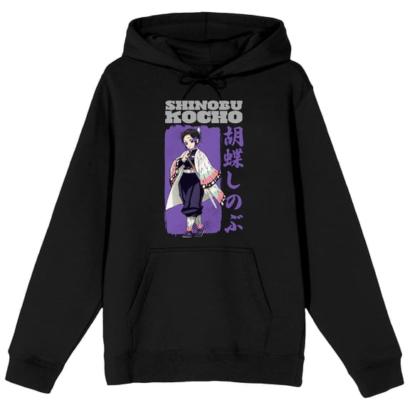 Demon Slayer Shinobu Kocho Character Men’s Black Graphic Hoodie-XL