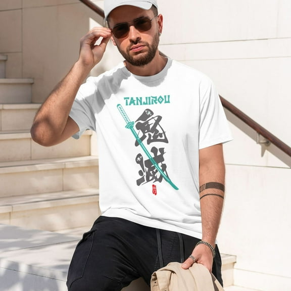 Demon Slayer Shirt Mens Shirts Anime Print T-Shirts Cosplay Shirts Fashion Casual Shirt -X-Large