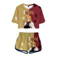 thumbnail image 1 of Demon Slayer Short Sleeve Suit,Women Summer Crop Top Shorts 2PCS Sets,3D Anime Print Sexy Athletic Outfit Set, 1 of 2