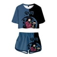 thumbnail image 1 of Demon Slayer Short Sleeve Suit,Women Summer Crop Top Shorts 2PCS Sets,3D Anime Print Sexy Athletic Outfit Set, 1 of 5