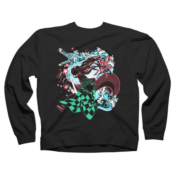 Demon Slayer Siblings Black Graphic Crew Neck Sweatshirt - Design By Humans  2XL