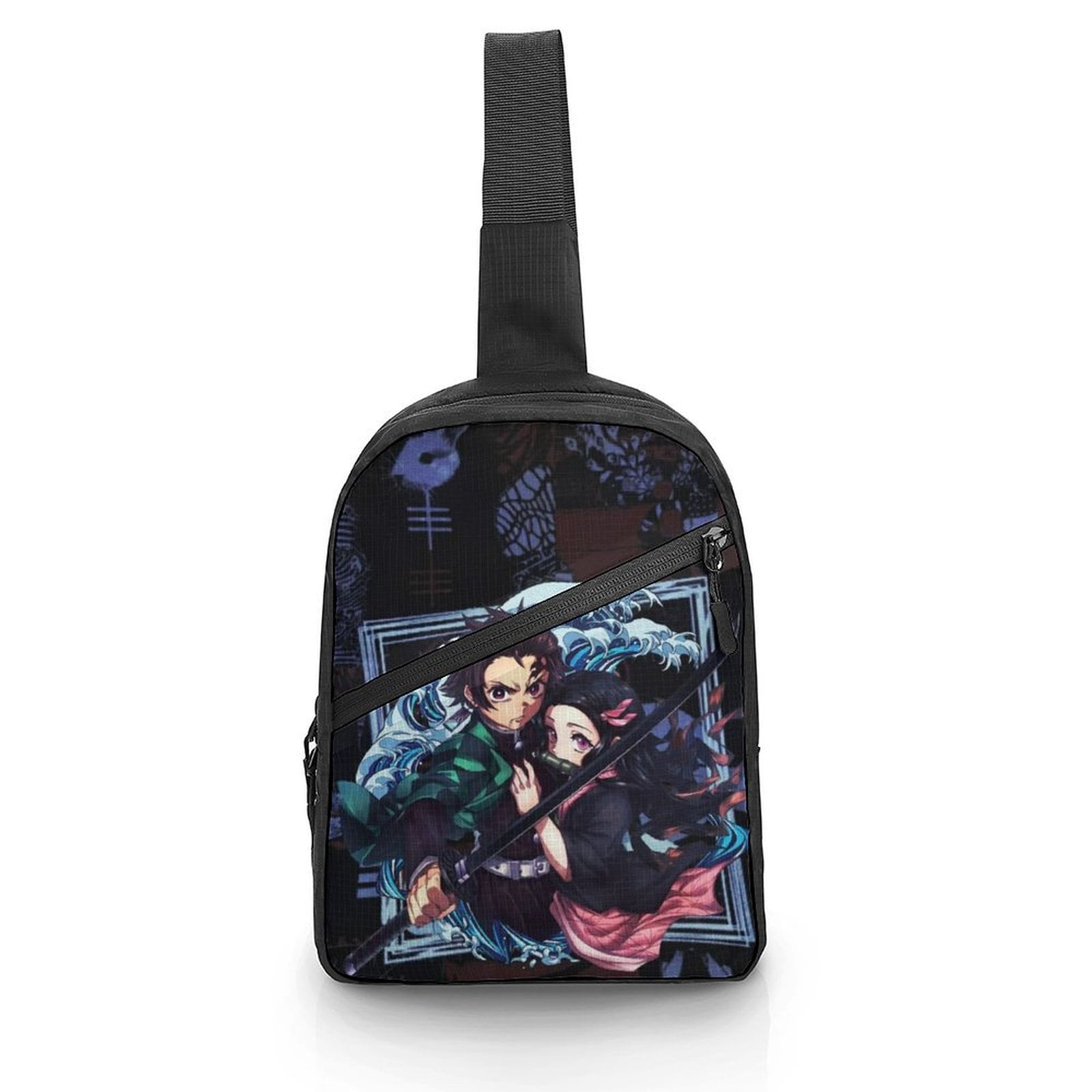 Demon Slayer Sling Bag Foldable Crossbody Bag Unisex Versatile Shoulder Bag Chest Pack Zipper for Gym Travel