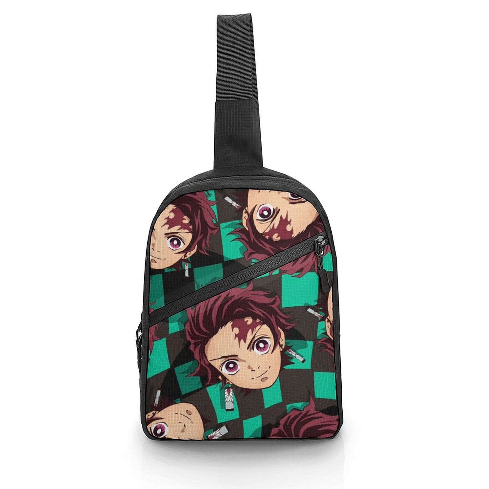 Demon Slayer Sling Bag Foldable Crossbody Bag Unisex Versatile Shoulder Bag Chest Pack Zipper for Gym Travel