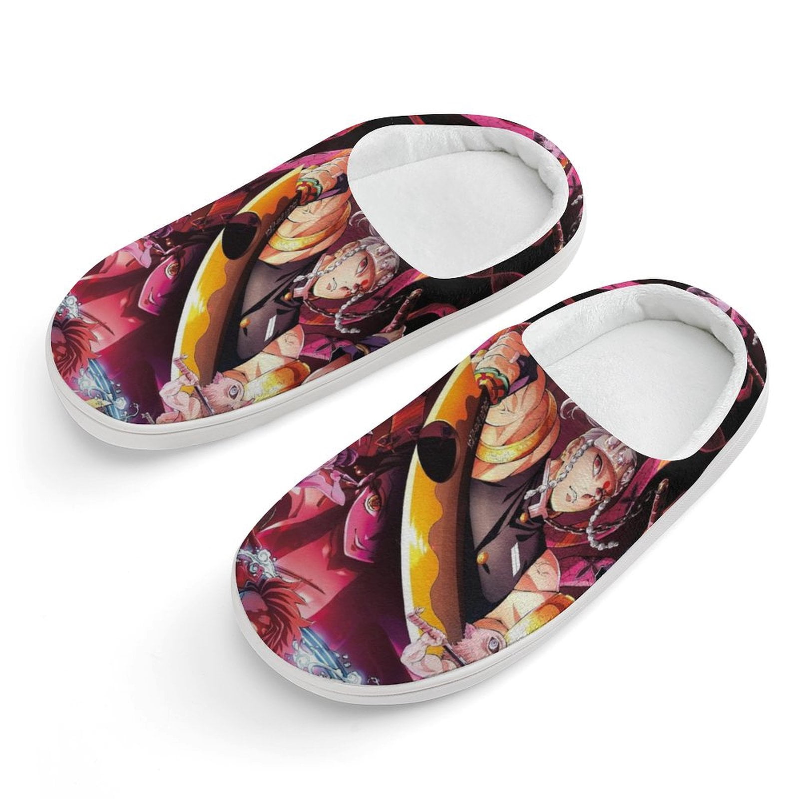 WANHONGYUE Japanse Anime Manga Slippers Vrouwen Mannen Fuzzy Huis Slippers met Rubberen Zool Winter Warm Indoor Outdoor Anti-slip Schoenen, A, 7.5/8.5 UK Men/ 7/8 UK Women Wide