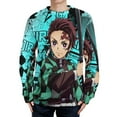 thumbnail image 1 of Demon Slayer Unisex Sweater Long Sleeve Round Neck Pullover Jumper Fall Winter Clothes Print Tops Blouse M, 1 of 6