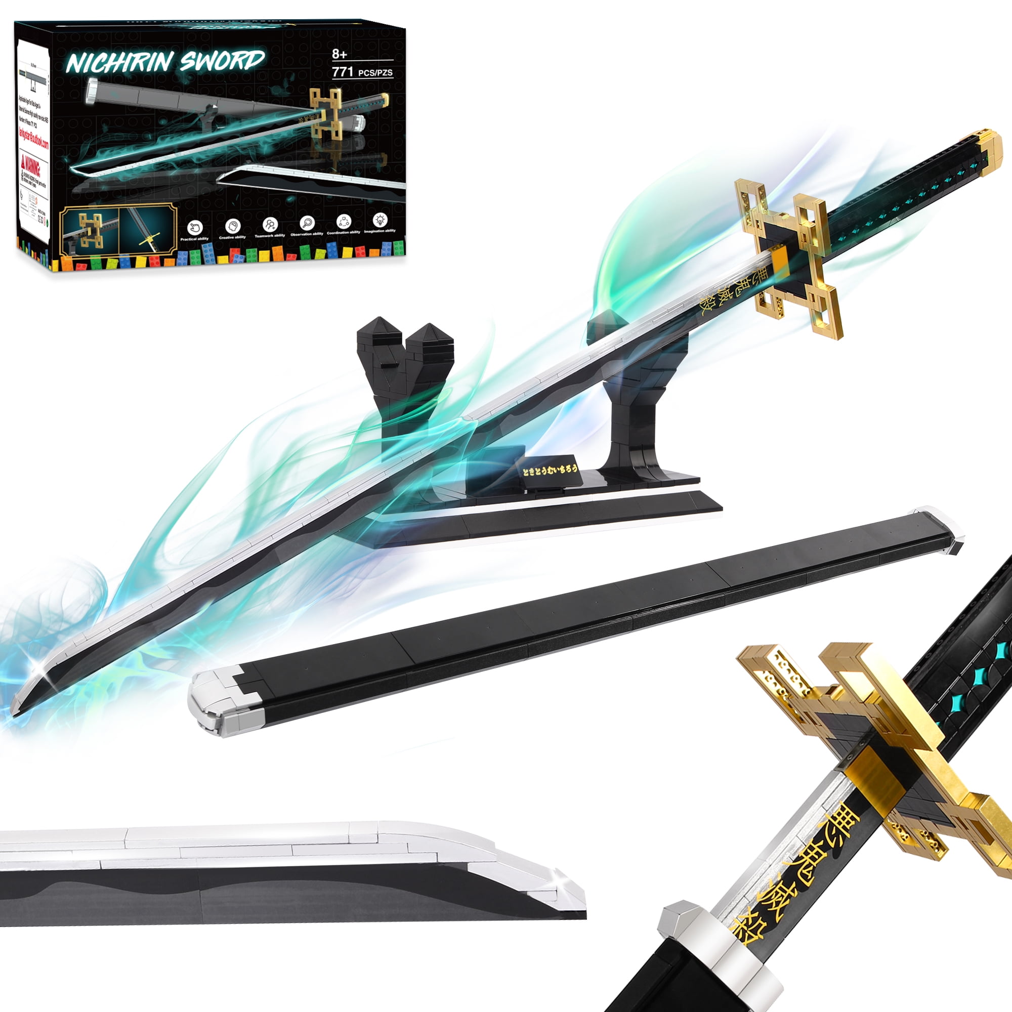 Demon Slayer Swords Compatible with Lego Sets for Girl 8-14, 39in Tsuyuri  Kanao Sword Building Block with Scabbard and Stand, Anime Sword Building  Toy