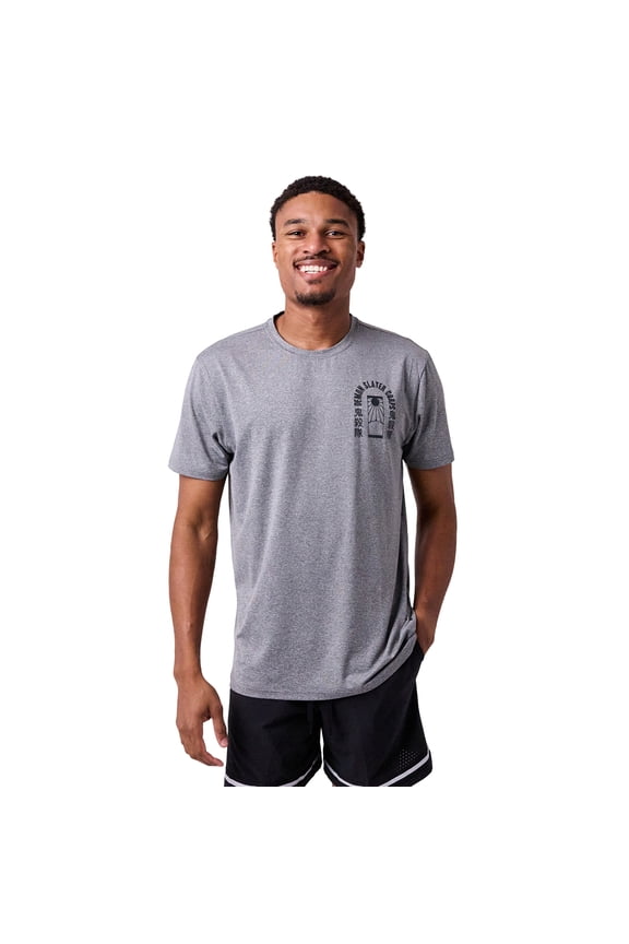 Demon Slayer Tanjiro Earring & Fox Mask Men's Athletic Heather Crew Neck Short Sleeve Performance Tee Gym Shirt -XL