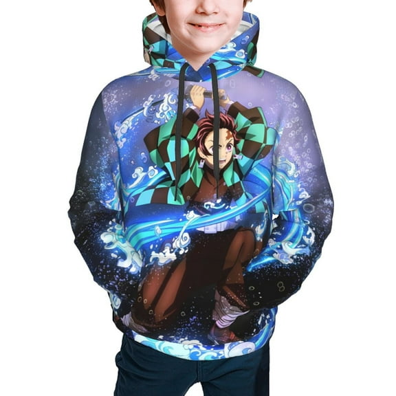 Demon Slayer Tanjiro Kamado Kids' Hoodie 3d Print Sweatshirt Soft Pullover Hooded With Big Pockets For Boys Or Girls Medium