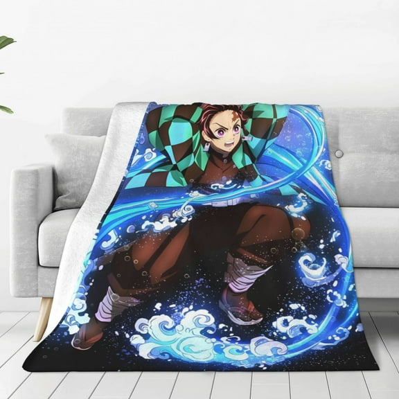 Demon Slayer Tanjiro Kamado Throw Blanket Couch Bed Sofa Soft Lightweight Warm Cozy Flannel Fleece Bed Blanket For Kids Adults Gift Multiple Sizes Available 40"X30"