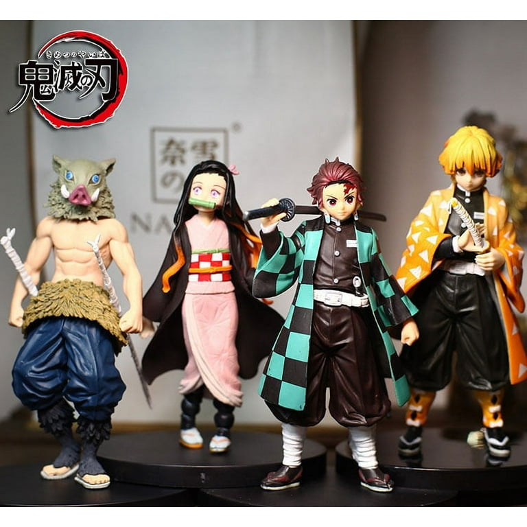 Demon Slayer Tanjiro Zenitsu Inosuke Action Figures Cute 