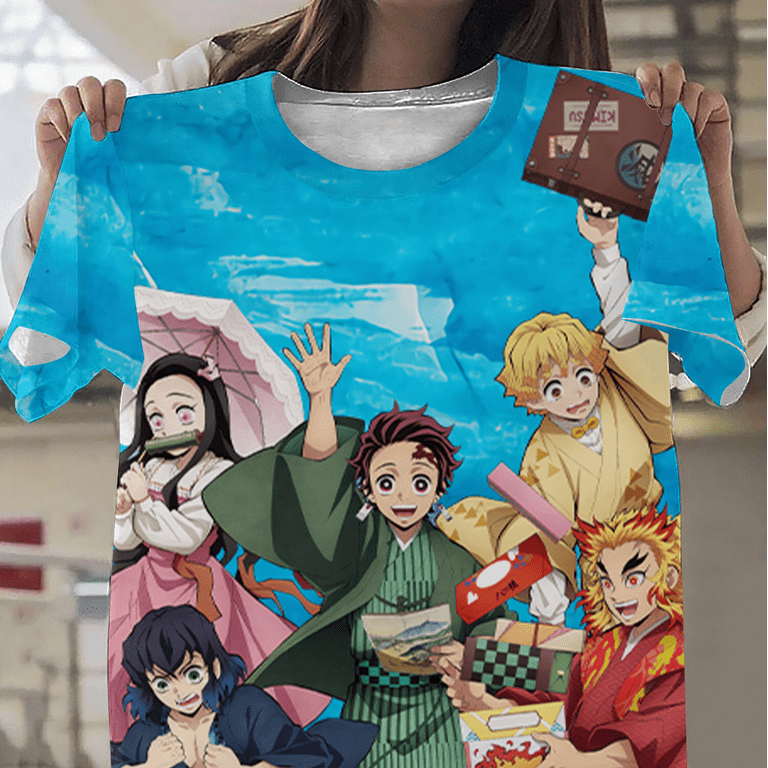 Kamado Tanjiro and Nezuko Demon Slayer Anime T Shirt Fleece Blanket