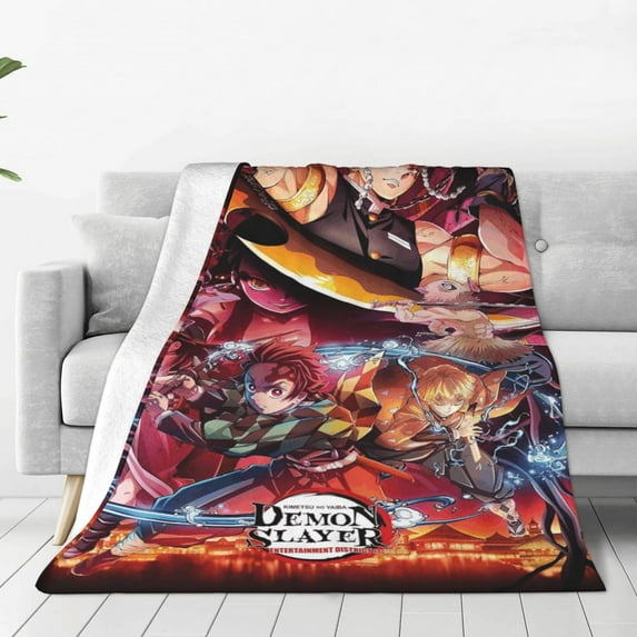 Demon Slayer Throw Blanket Soft Cozy Warm College Printing Oversized Lightweight Home Decoration All Seasons For Sofa Bed Couch Bedroom