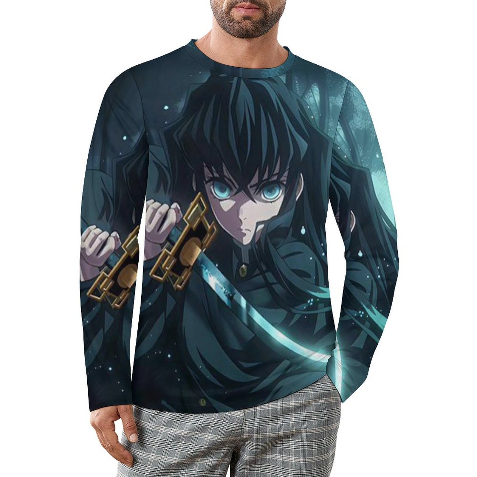 Muichiro Man Demon Slayer Tokito Muichiro Men's Long Sleeve T-Shirt Loose Trendy Tee ...