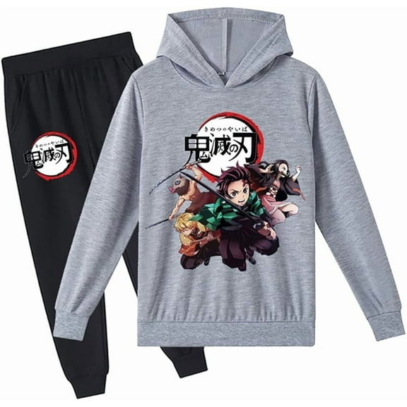 Demon Slayer Tracksuit Kids Pullover Hoodie Jogging Pants Set 2 Pieces Sweatshirt for Kids 2-15Years