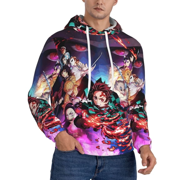 Demon Slayer Trendy Cartoon Men'S Fleece Hooded Hoodie, hoodies for women men with pockets,Fall Fashion 2025 Pullover Sweaters Winter Clothes