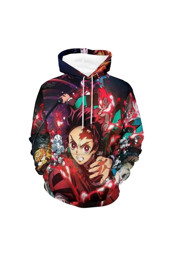 Demon Slayer Unisex Adult Hoodie Casual Hooded Sweatshirt Pullover Novelty 3D Printed Sweater Jacket 2XL