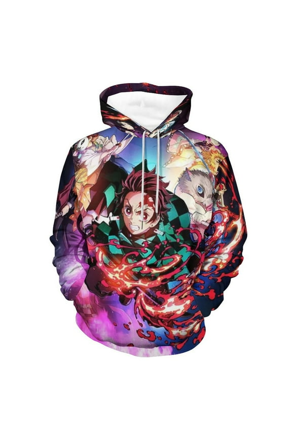 Demon Slayer Unisex Adult Hoodie Casual Hooded Sweatshirt Pullover Novelty 3D Printed Sweater Jacket 2XL