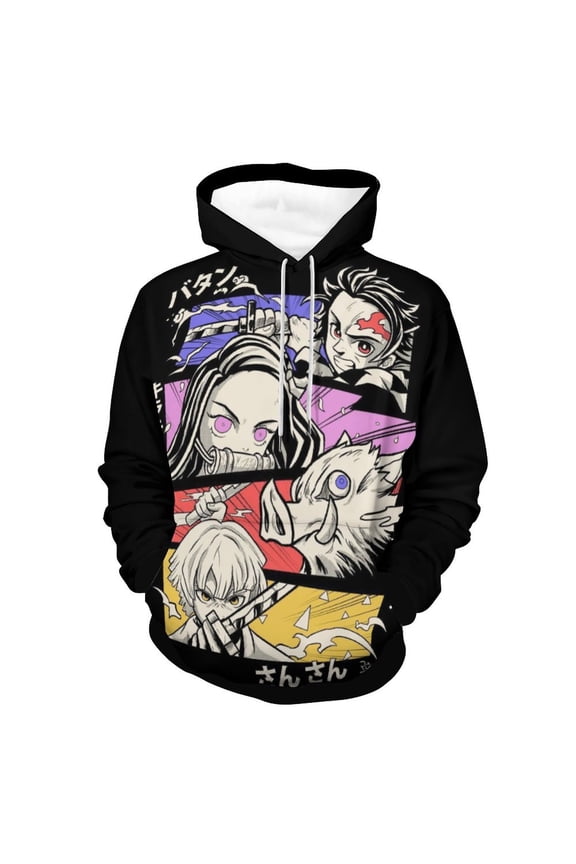 Demon Slayer Unisex Adult Hoodie Casual Hooded Sweatshirt Pullover Novelty 3D Printed Sweater Jacket 3XL