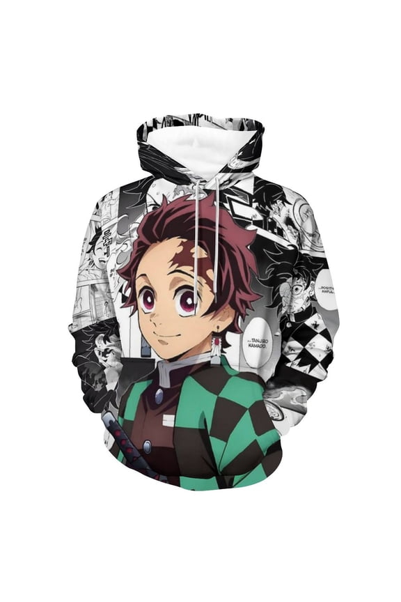 Demon Slayer Unisex Adult Hoodie Casual Hooded Sweatshirt Pullover Novelty 3D Printed Sweater Jacket L