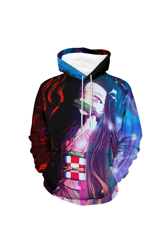 Demon Slayer Unisex Adult Hoodie Casual Hooded Sweatshirt Pullover Novelty 3D Printed Sweater Jacket M