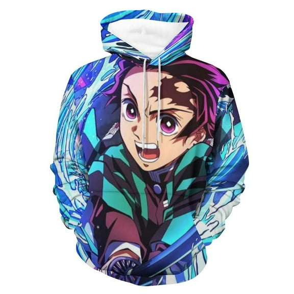 Demon Slayer Unisex Adult Hoodie Casual Hooded Sweatshirt Pullover Novelty 3D Printed Sweater Jacket XL
