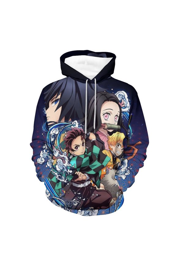Demon Slayer Unisex Adult Hoodie Casual Hooded Sweatshirt Pullover Novelty 3D Printed Sweater Jacket XL