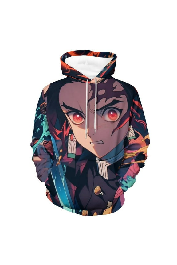 Demon Slayer Unisex Adult Hoodie Casual Hooded Sweatshirt Pullover Novelty 3D Printed Sweater Jacket XL