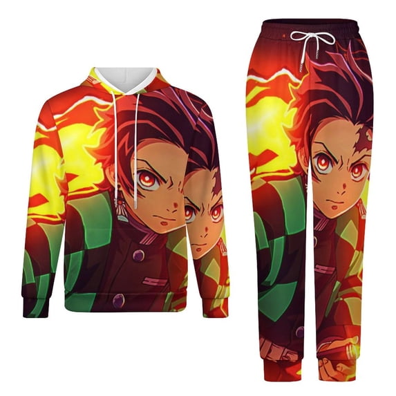Demon Slayer Unisex Adult Sweatsuits Hoodie & Sweatpants Long Sleeve Hooded Sweatshirt Matching Joggers Tracksuit Sets 2XS