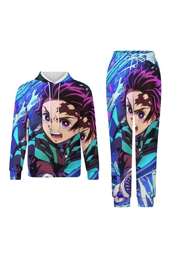 Demon Slayer Unisex Adult Sweatsuits Hoodie & Sweatpants Long Sleeve Hooded Sweatshirt Matching Joggers Tracksuit Sets 3XL